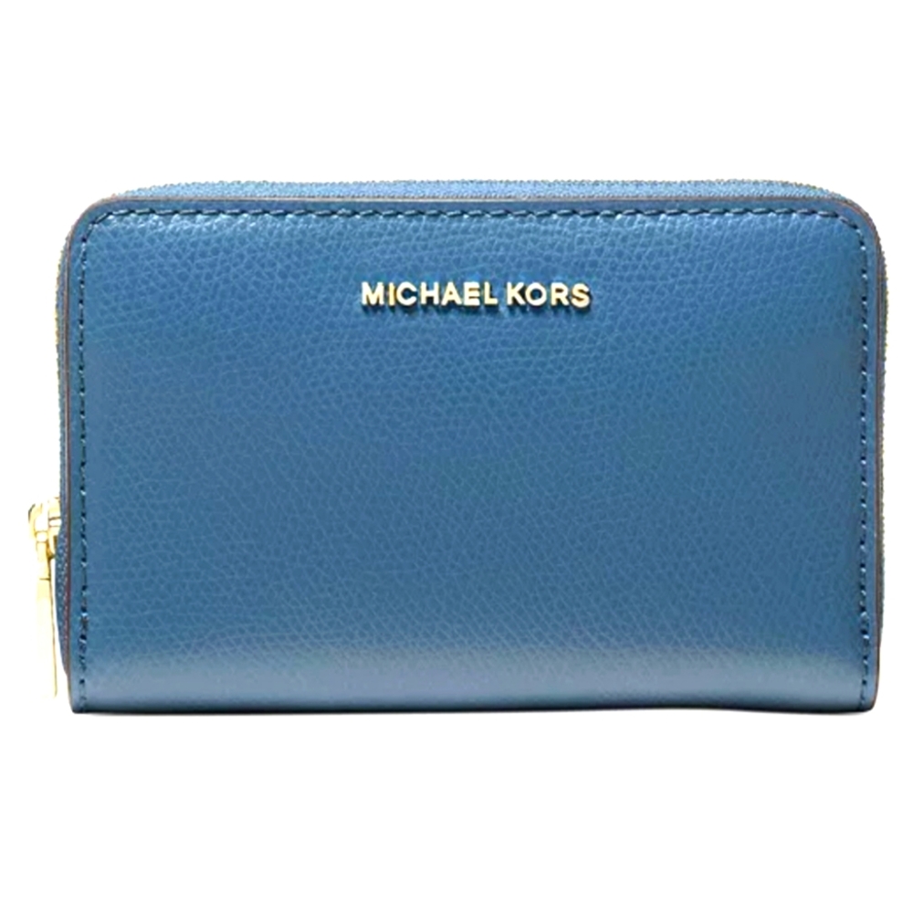 Michael Kors Jet Set Leather Zip Around Card Case Wallet - Blue